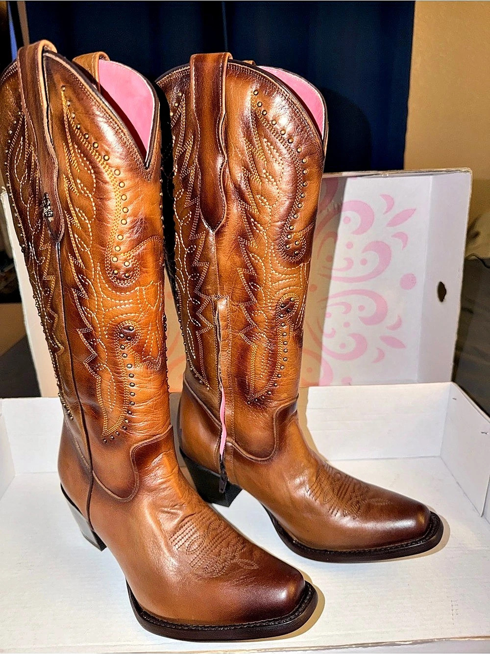 Brand New Ladies El Malcreado Embroidered Western Boots in Brown US 10
